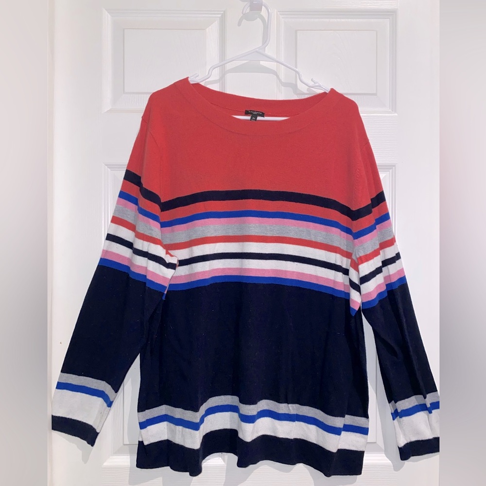 TALBOTS SPORTY STRIPE COLORBLOCK LOUNGE TUNIC 3X